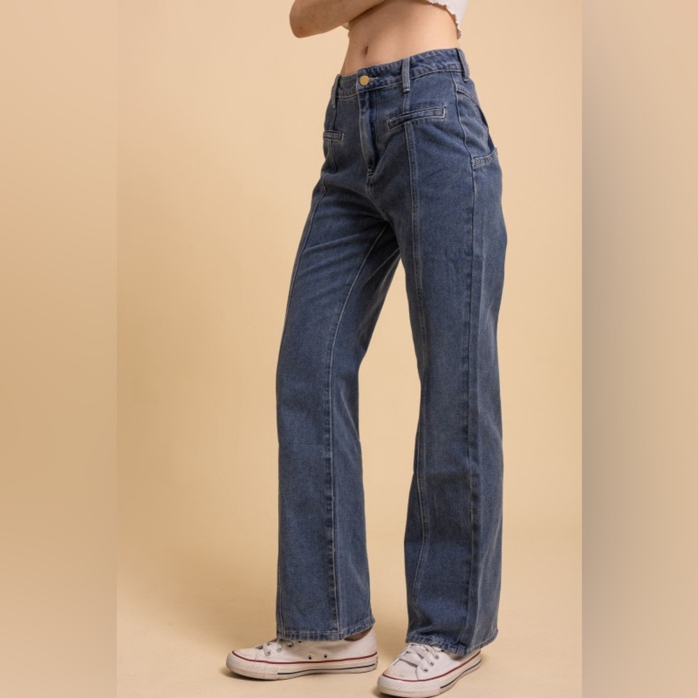 🩷J6 Sunday Deals! Bluevelvet Star Patch Boot Cut Blue Denim Jeans - Picture 4 of 6